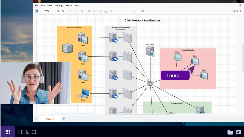 Screenshot of users diagramming together in JumpRoom.